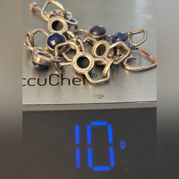 Sterling Silver Lapis Lazuli Bracelet 925 Toggle Clasp 7.5” Artisan Link - Picture 6 of 6